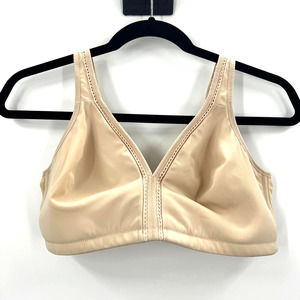 Women's Wireless Cream Beige Lightweight Comfort Bra Adjustable Straps 40D